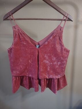 Aerie Velvet Ruffle Hem Burnt Orange Tank Top